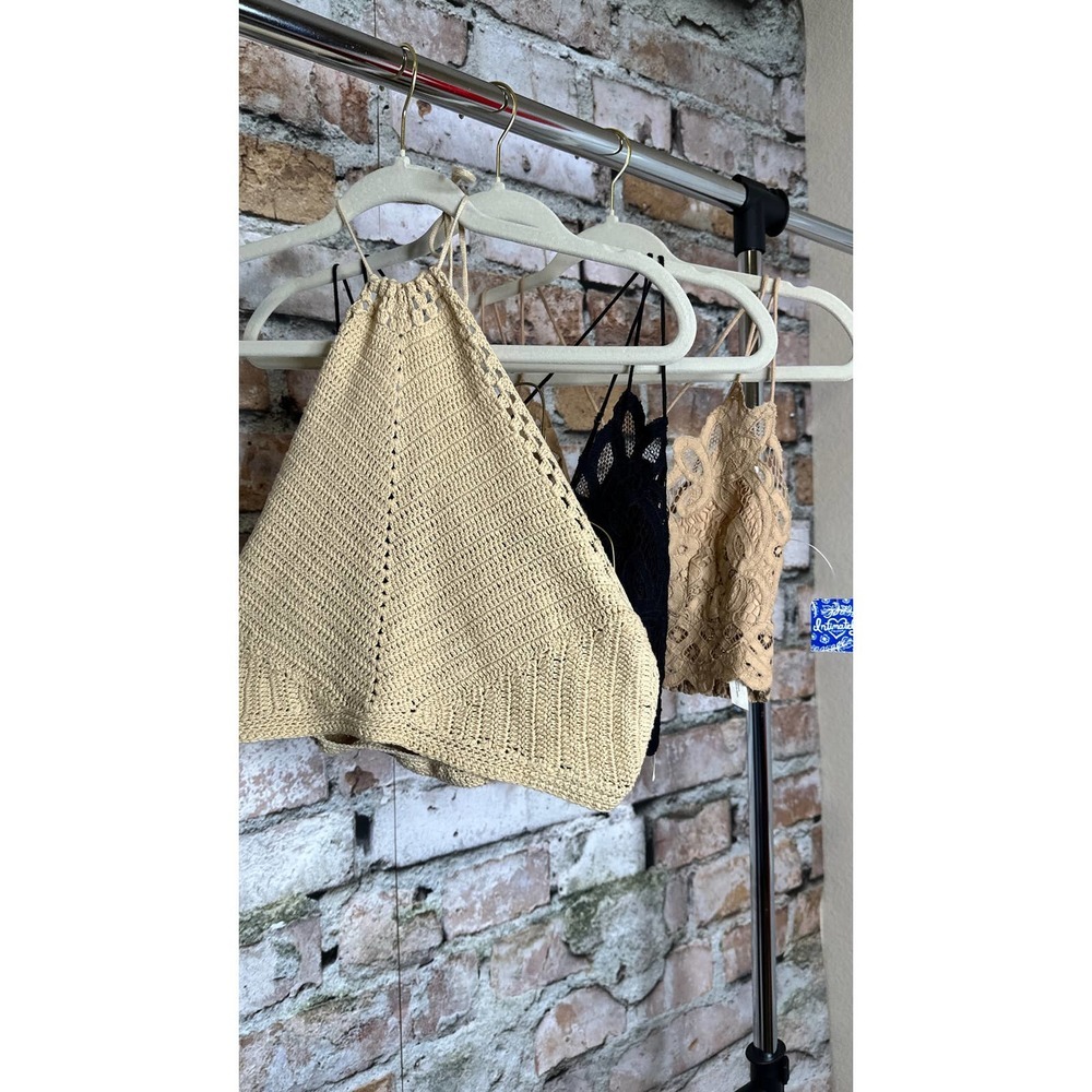 3 pc Free People bralette nude black size m/l